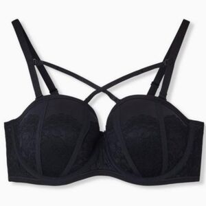 TORRID Bombshell Everyday Black Strappy Push-up Bra 44DD NWT
